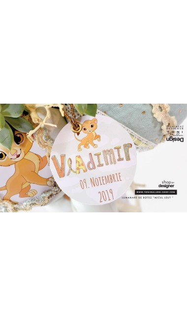 Lumanare botez pentru baieti cu  leutul Simba, regele leu, The  Little King 6